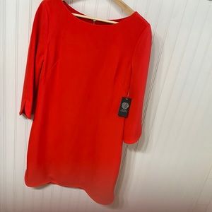 NWT Vince Camino Tomato Red Dress 3/4 sleeve Size 10